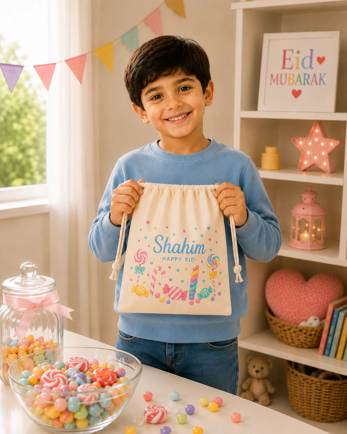 Cloudy Eid Drawstring Bag
