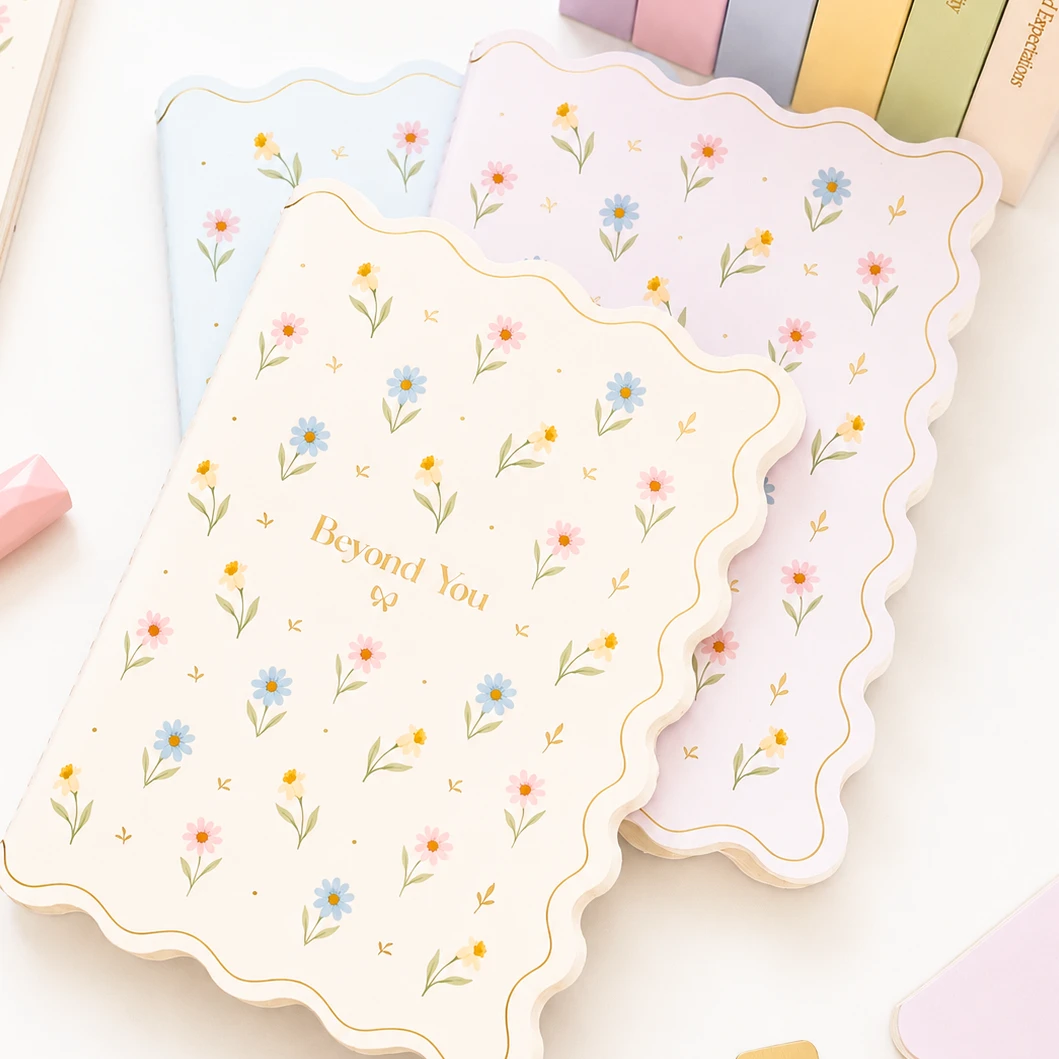 Soft Floral Stitched Notebook Set