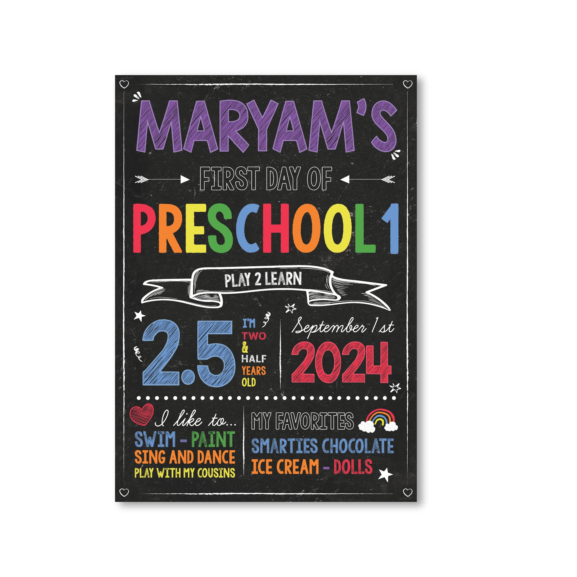 First Day of School Foam Board