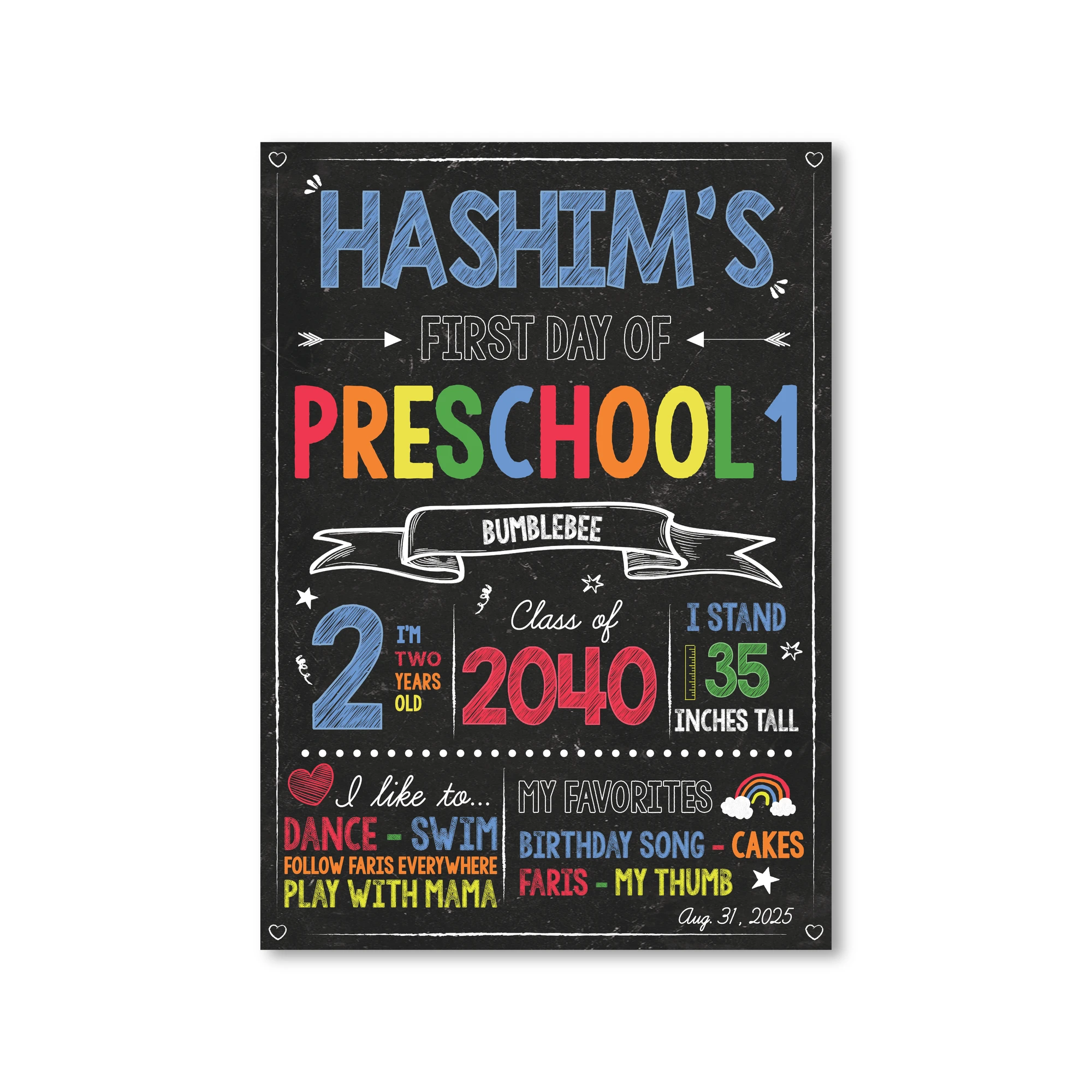 First Day of School Foam Board