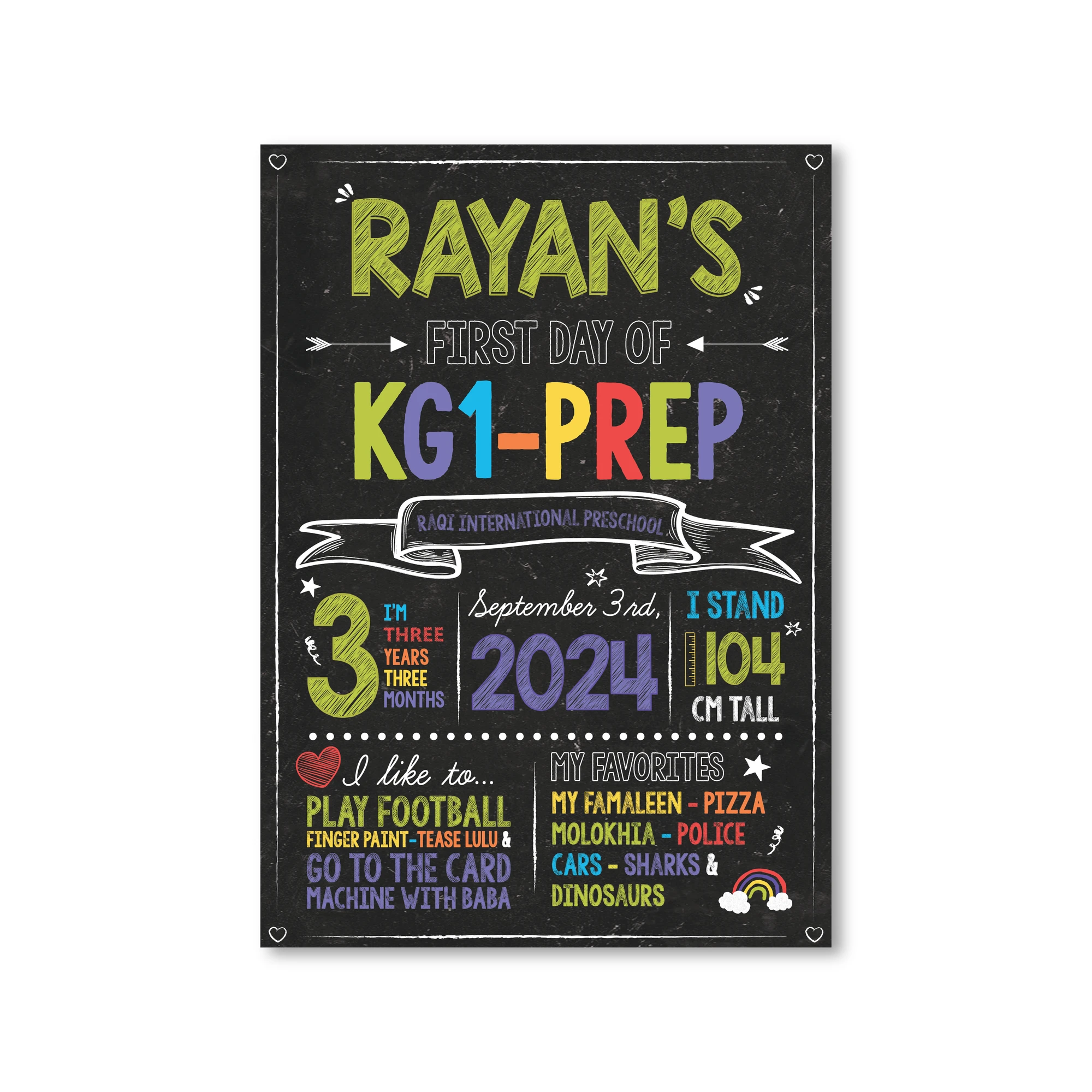 First Day of School Foam Board